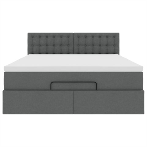 Łóżko Ottoman z materacem i diodami LED Ciemnoszary 140x190 cm