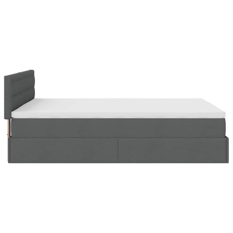 Łóżko Ottoman z materacem i diodami LED Ciemnoszary 140x190 cm