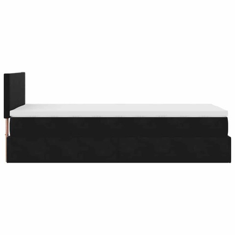 Łóżko Ottoman z materacem i LED, czarny, 80x200cm, aksamit