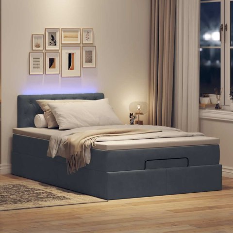 Łóżko otomana z materacem i LED, ciemnoszary, 120x190cm aksamit