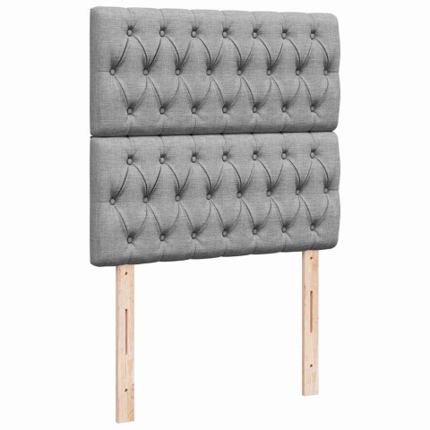 Łóżko Ottoman z materacem i LED, jasnoszary, 80x200cm, tkanina