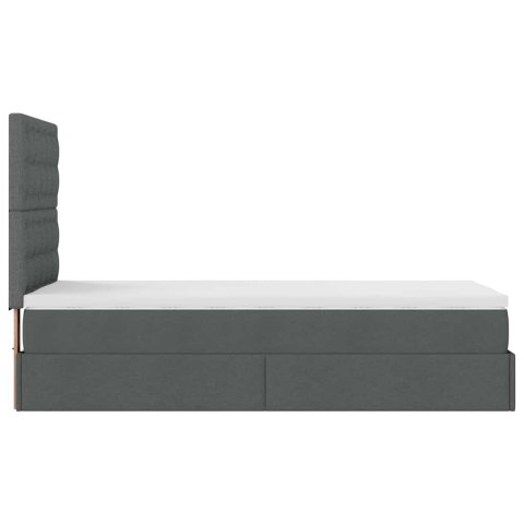 Łóżko Ottoman z materacem i LED, ciemnoszary, 80x200cm, tkanina