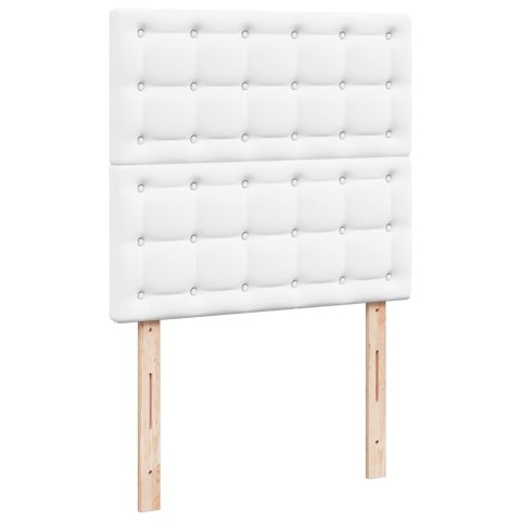 Łóżko otomana z materacami i LED, biała, 180x200cm, ekoskóra