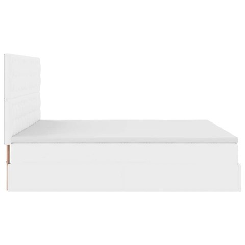 Łóżko otomana z materacami i LED, biała, 180x200cm, ekoskóra