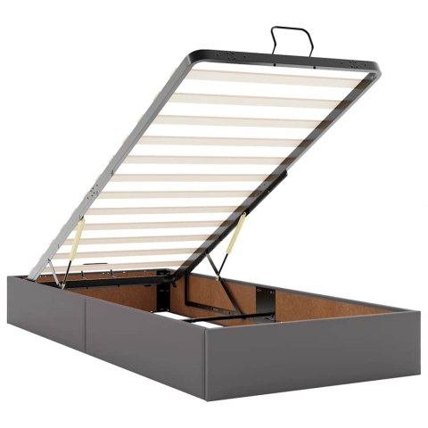 Łóżko otomana z materacami i LED, szara, 180x200cm, ekoskóra