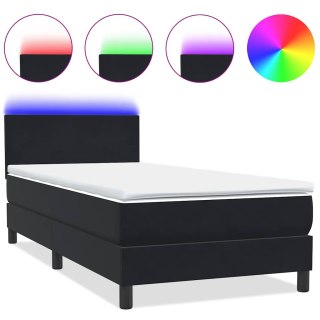 Łóżko kontynentalne z materacem i LED, czarne, 80x220 cm
