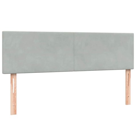 Łóżko kontynentalne z materacem i LED, jasnoszare, 160x220cm, aksamit