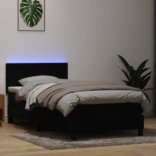 Łóżko kontynentalne z materacem i LED, czarne, 80x220 cm