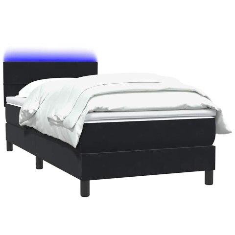 Łóżko kontynentalne z materacem i LED, czarne, 80x220 cm