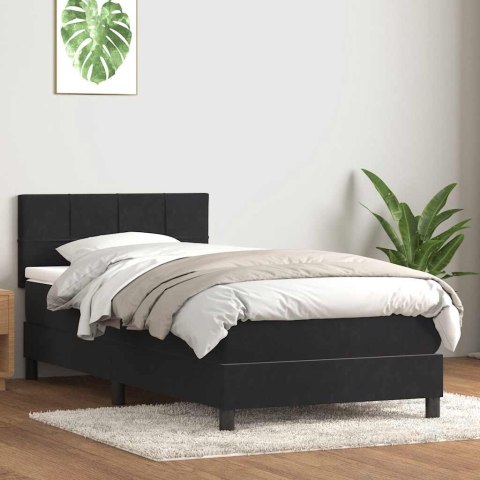 Łóżko kontynentalne z materacem i LED, czarne, 80x220 cm