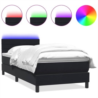 Łóżko kontynentalne z materacem i LED, czarne, 80x220 cm