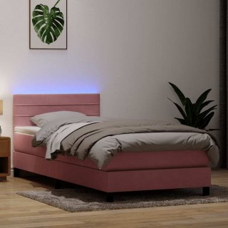 Łóżko kontynentalne z materacem i LED, różowe, 90x220 cm