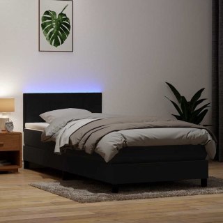 Łóżko kontynentalne z materacem i LED, czarne, 80x220 cm