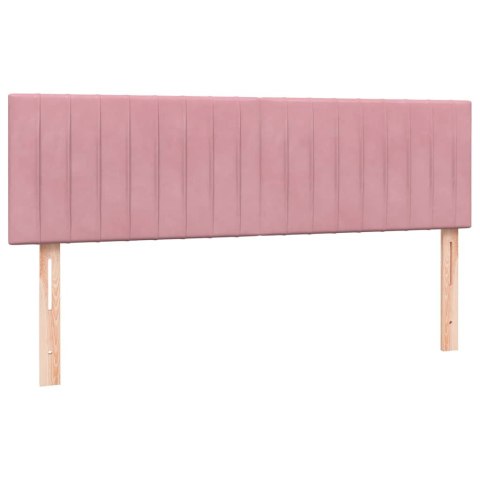 Łóżko kontynentalne z materacem i LED, różowe, 160x210 cm, aksamit