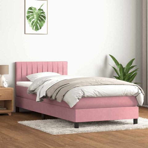 Łóżko kontynentalne z materacem i LED, różowe, 80x220 cm