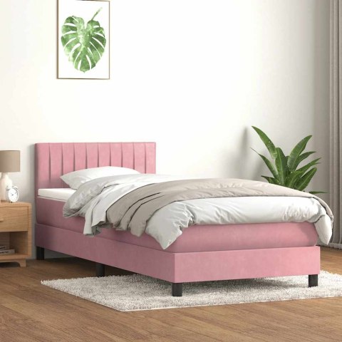 Łóżko kontynentalne z materacem i LED, różowe, 90x220 cm
