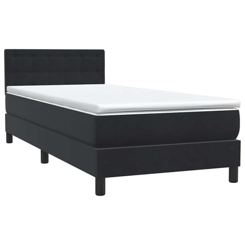 Łóżko kontynentalne z materacem i LED, czarne, aksamit 90x210 cm