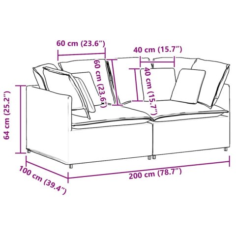 Sofa modułowa z poduszkami Tkanina Cloud Grey