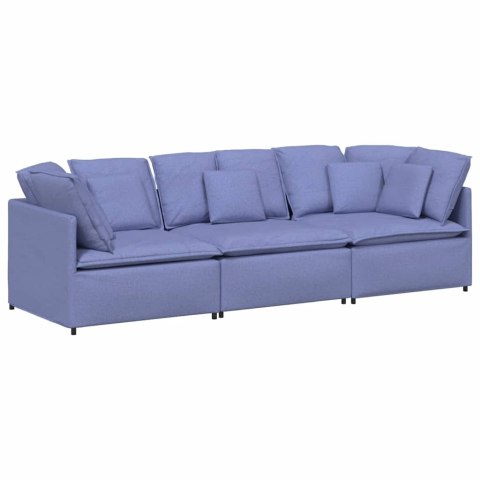 Sofa modułowa z poduszkami Tkanina Jeans Niebieski