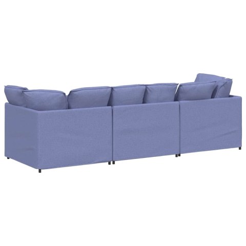 Sofa modułowa z poduszkami Tkanina Jeans Niebieski