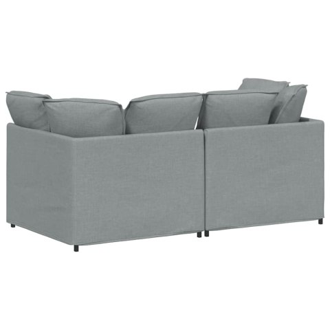 Sofa modułowa z poduszkami Tkanina jasnoszara