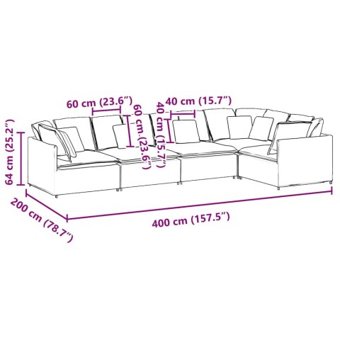 Sofa modułowa z poduszkami aksamitna ciemnozielona