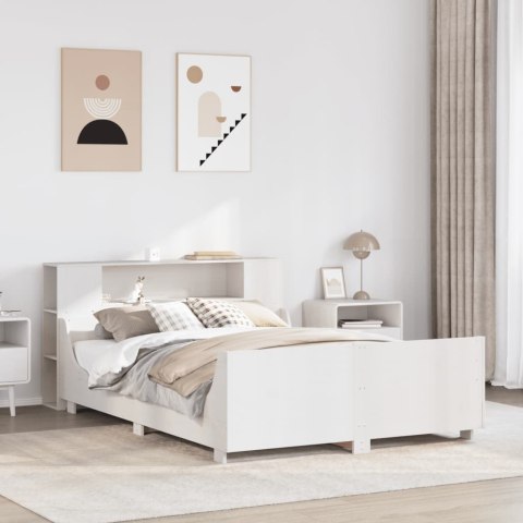 Rama łóżka bez materaca, biała, 140x200 cm, lite drewno sosnowe