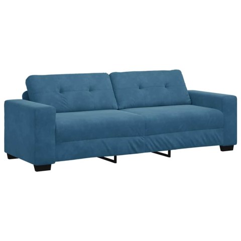 Sofa 3 pcs Niebieski Tkanina lniana