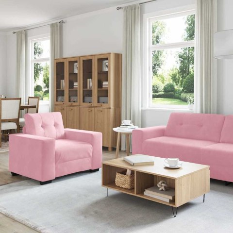 Sofa 3 pcs Różowy Tkanina lniana