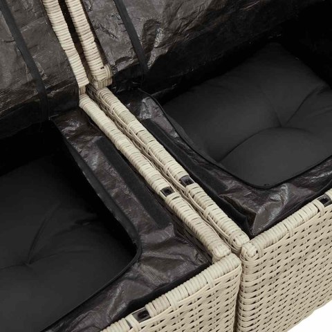 8-cz. zestaw mebli ogrodowych, poduszki, jasnoszary polirattan