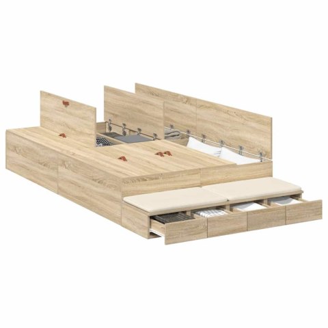 Rama łóżka z miejscem na przechowywanie Dąb Sonoma 120 cm