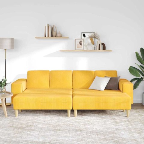 Sofa materiałowa Jasnożółty Tkanina sztruksowa
