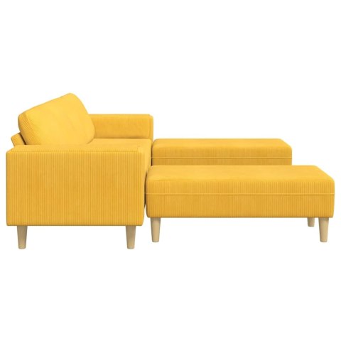 Sofa materiałowa Jasnożółty Tkanina sztruksowa