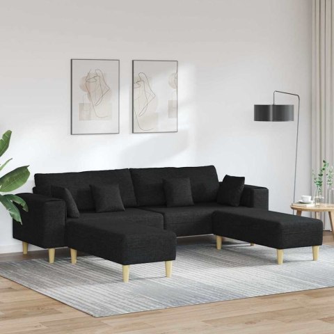 Sofa materiałowa z poduszką Czarny 208 cm tkanina