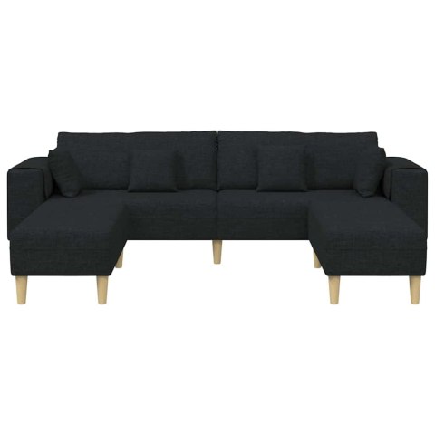 Sofa materiałowa z poduszką Czarny 208 cm tkanina