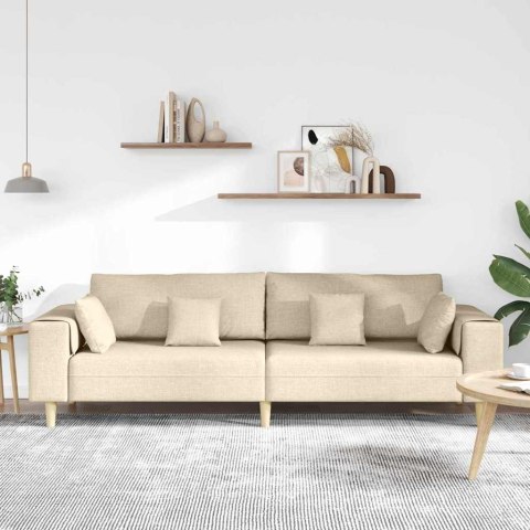Sofa materiałowa z poduszką Kremowy 208 cm tkanina