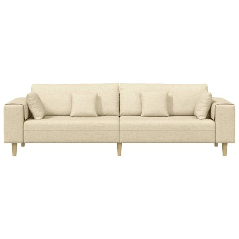 Sofa materiałowa z poduszką Kremowy 208 cm tkanina