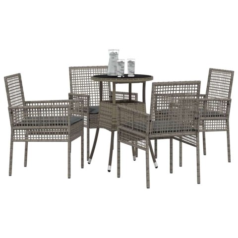 Zestaw do jadalni w ogrodzie 5 pcs Szary Polirattan