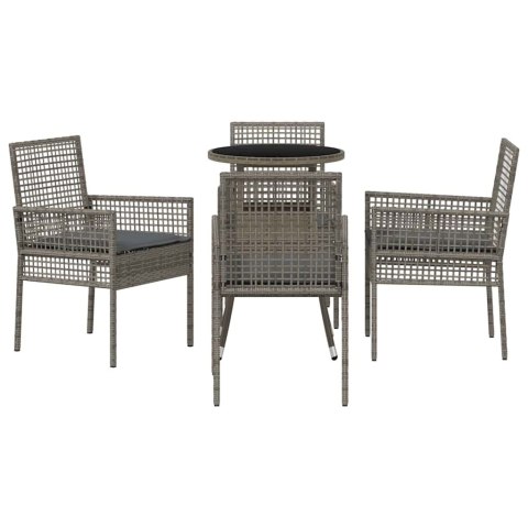 Zestaw do jadalni w ogrodzie 5 pcs Szary Polirattan