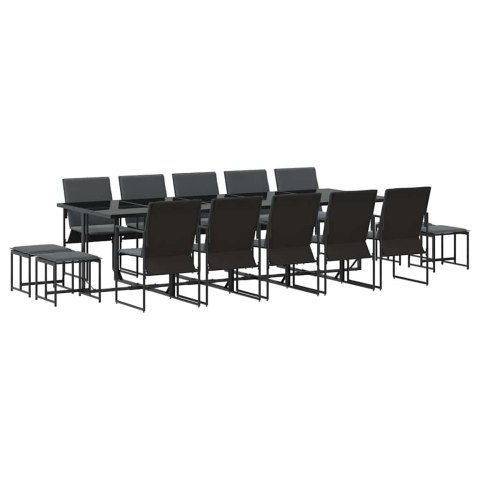 Zestaw do jadalni w ogrodzie 15 pcs Czarny Stal