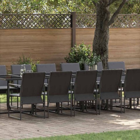 Zestaw do jadalni w ogrodzie 17 pcs Czarny Stal