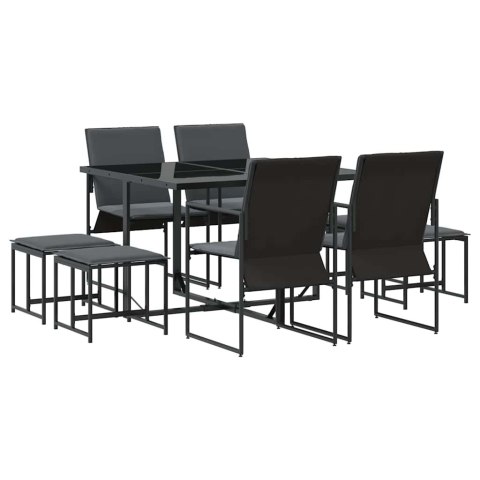 Zestaw do jadalni w ogrodzie 9 pcs Czarny Stal