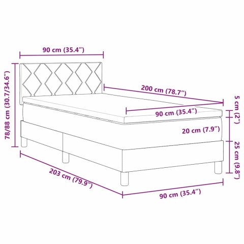 Łóżko sprężynowe Ciemnoniebieski 90 x 200 cm Aksamit