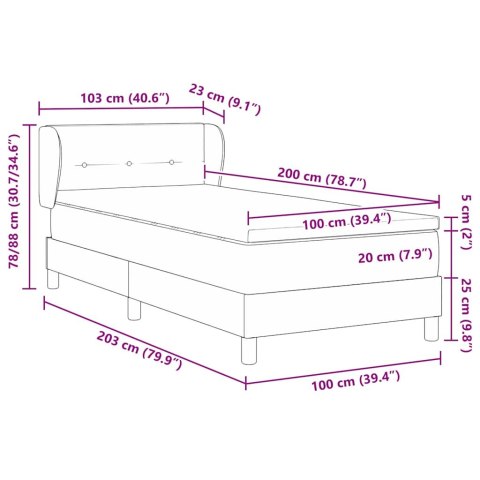 Łóżko sprężynowe z materacem Niebieski 100 x 200 cm tkanina
