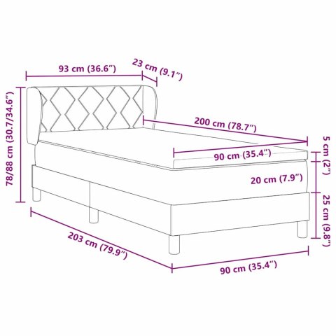 Łóżko sprężynowe Ciemna zieleń 200 x 90 cm Poliester