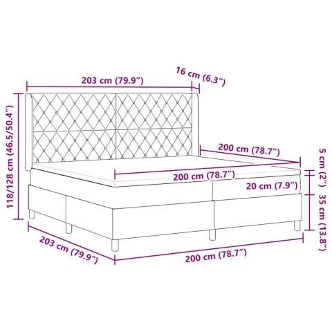 Łóżko sprężynowe Z zagłówkiem Jasnoszary 200 x 200 cm Aksamit