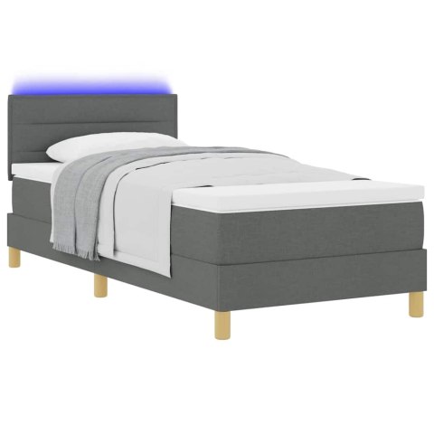 Łóżko z sprężyną LED Ciemnoszary 90 x 190 cm tkanina