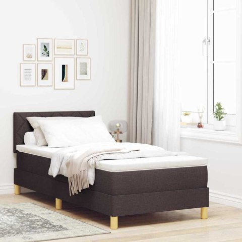 Łóżko z sprężyną LED Ciemny brąz 90 x 200 cm tkanina
