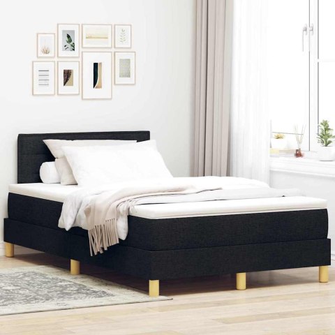 Łóżko z sprężyną LED z materacem Czarny 120 x 190 cm tkanina