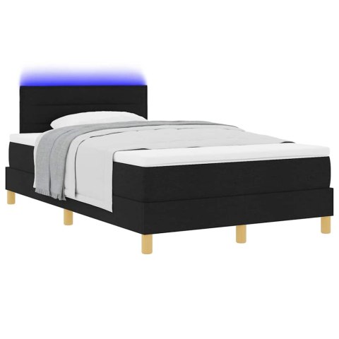 Łóżko z sprężyną LED z materacem Czarny 120 x 190 cm tkanina